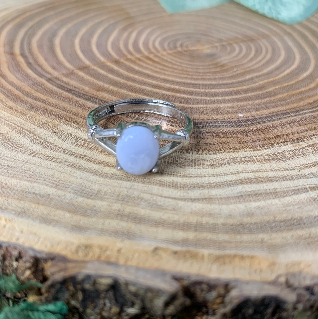 Blue Lace Agate Rings - Sliver Coated