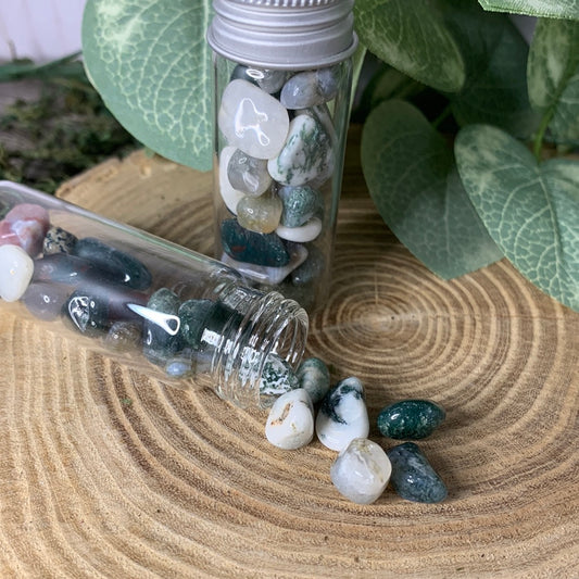 Moss Agate Crystal Chip Bottle