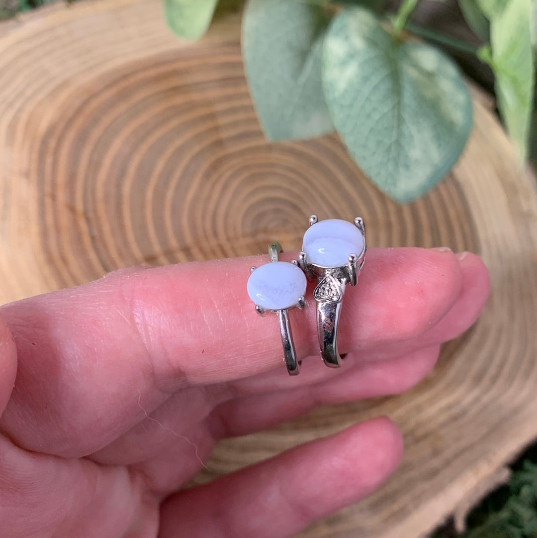 Blue Lace Agate Rings - Sliver Coated