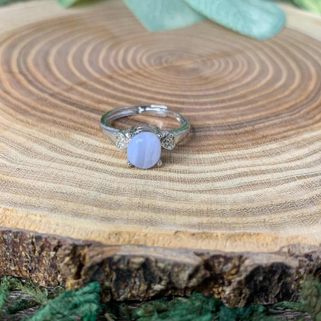 Blue Lace Agate Rings - Sliver Coated