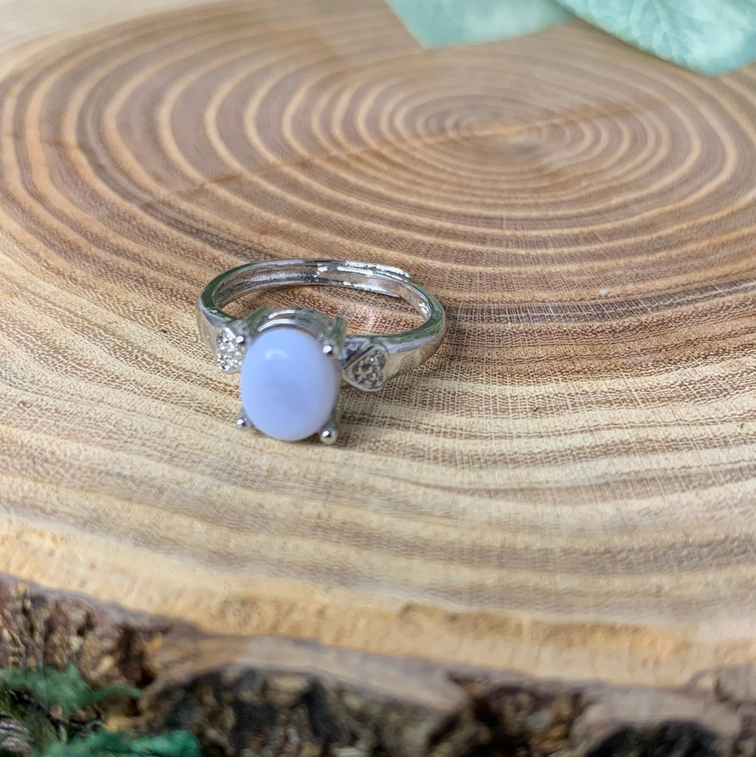 Blue Lace Agate Rings - Sliver Coated