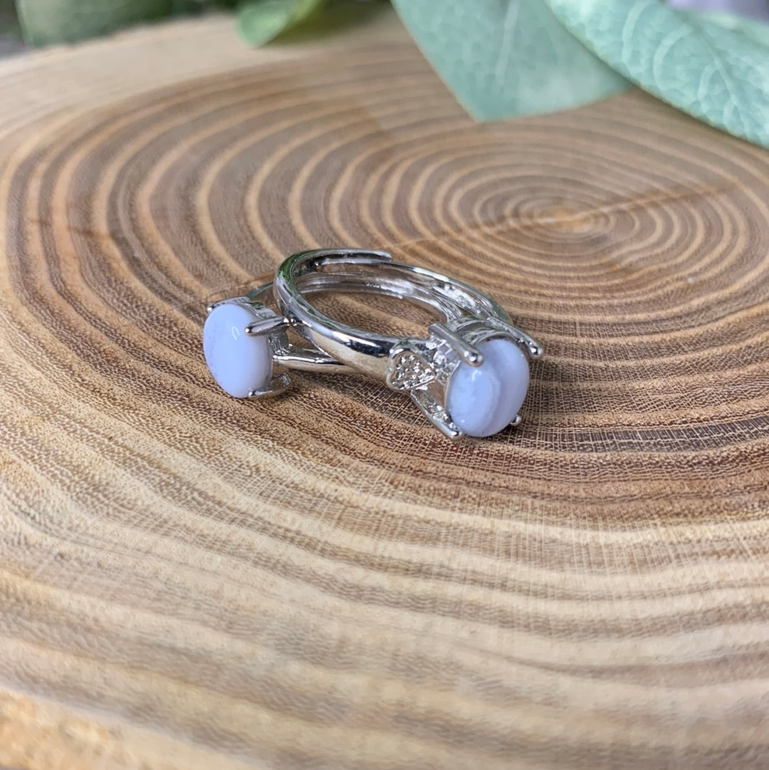 Blue Lace Agate Rings - Sliver Coated