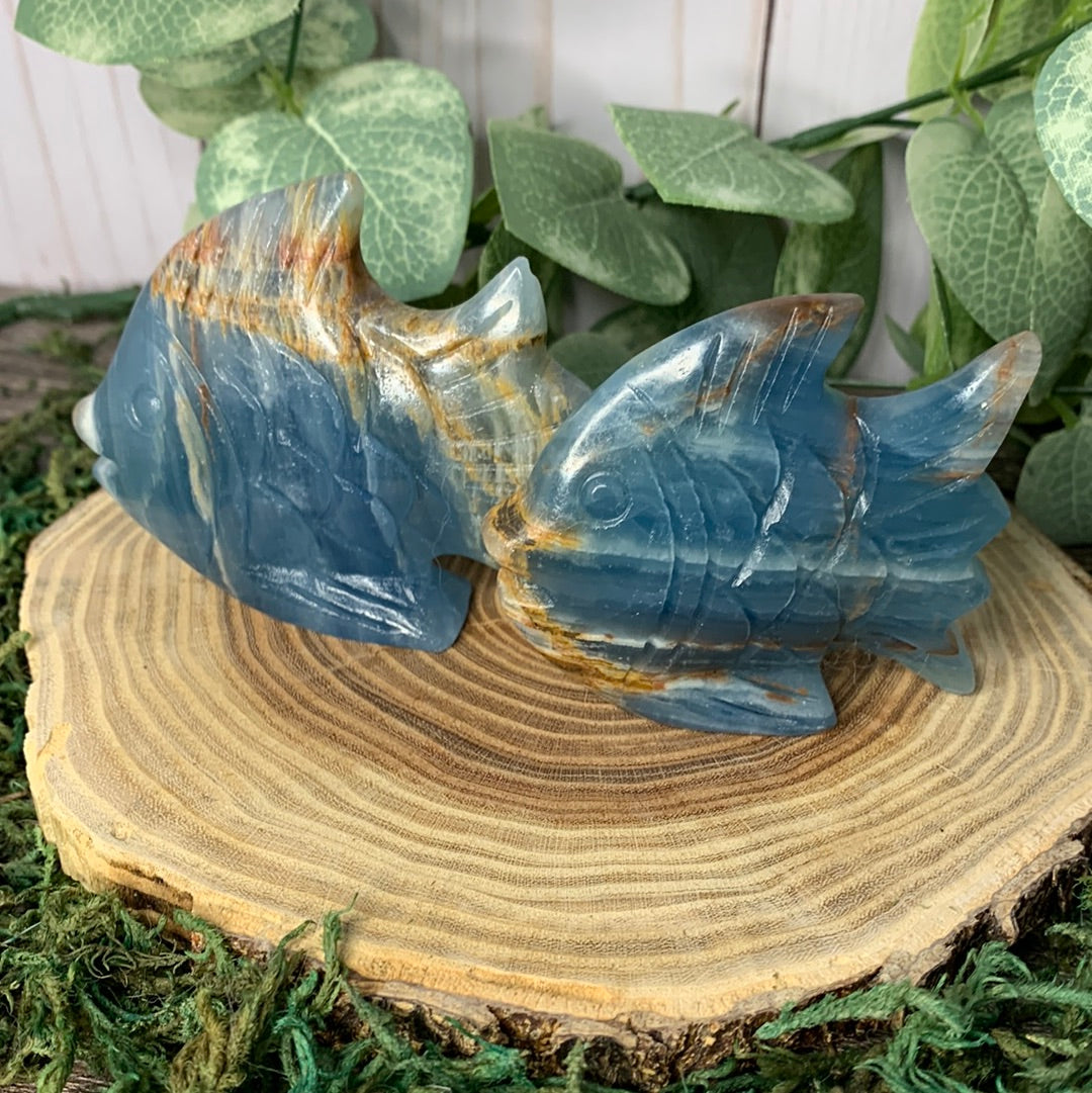 Fish Blue Onyx Carvings