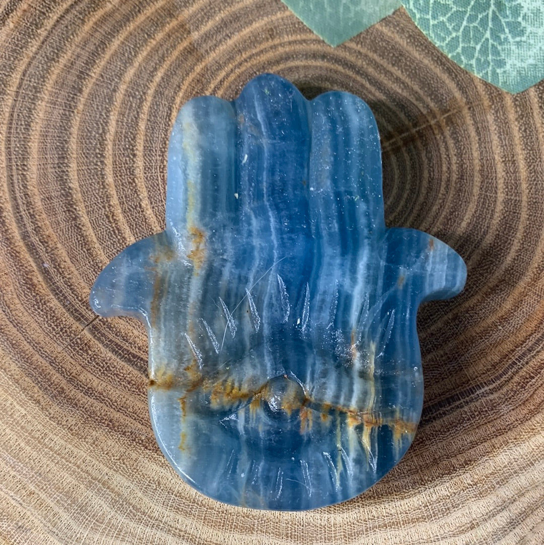 Hamsa Hand Blue Onyx Carvings