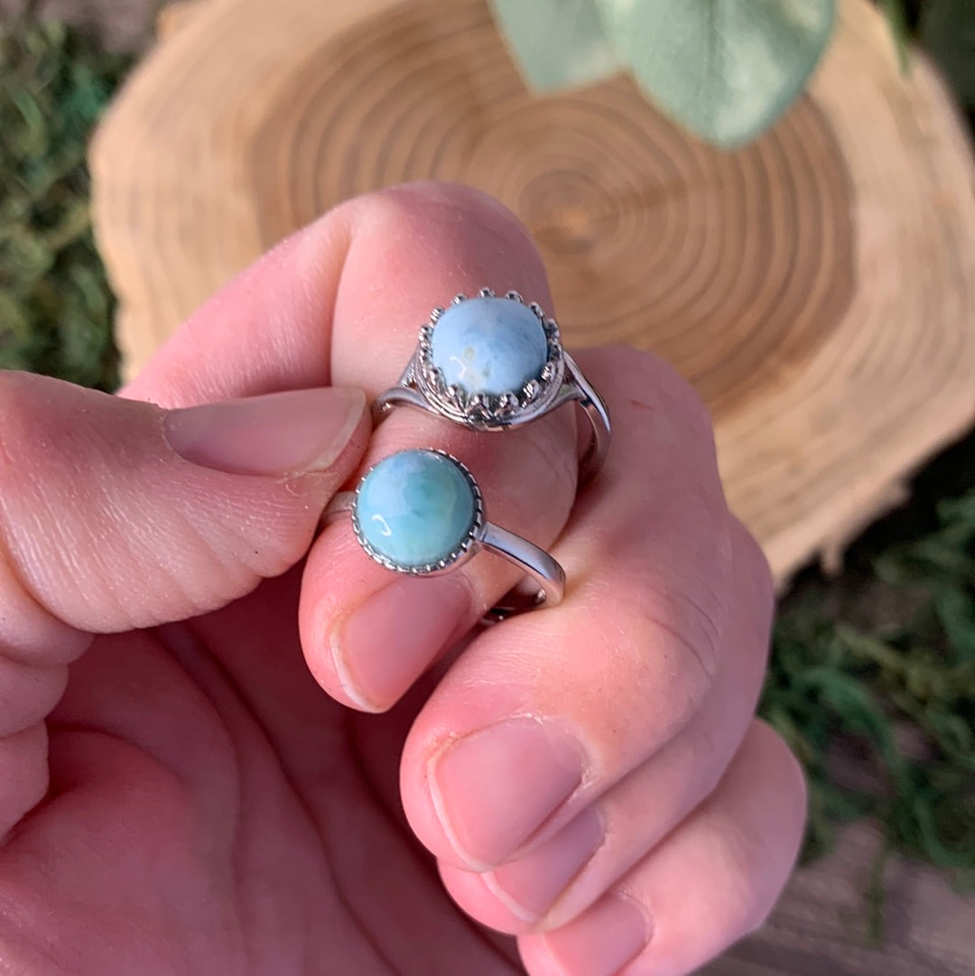 Larimar Rings - Sliver Coated