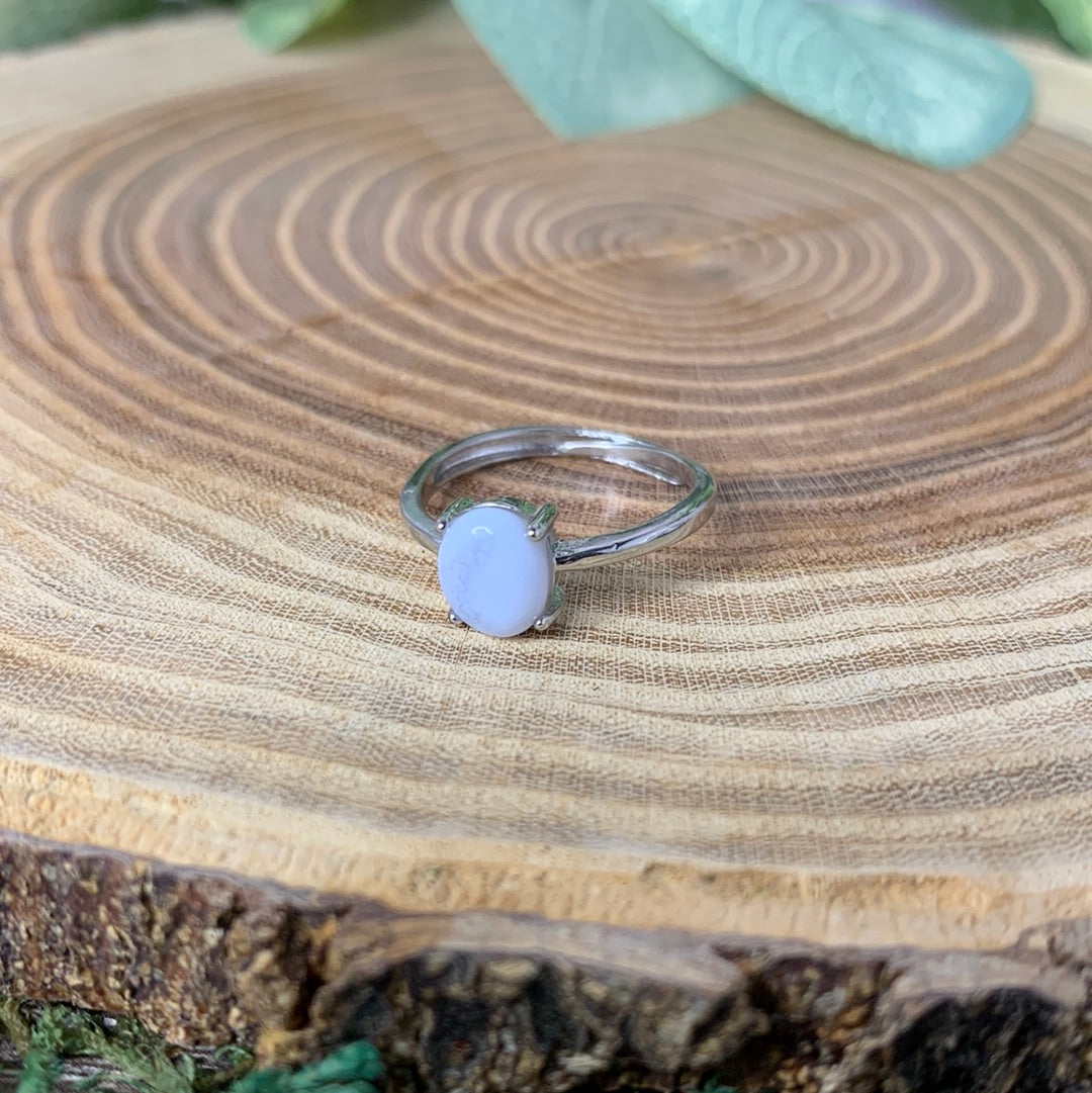 Blue Lace Agate Rings - Sliver Coated