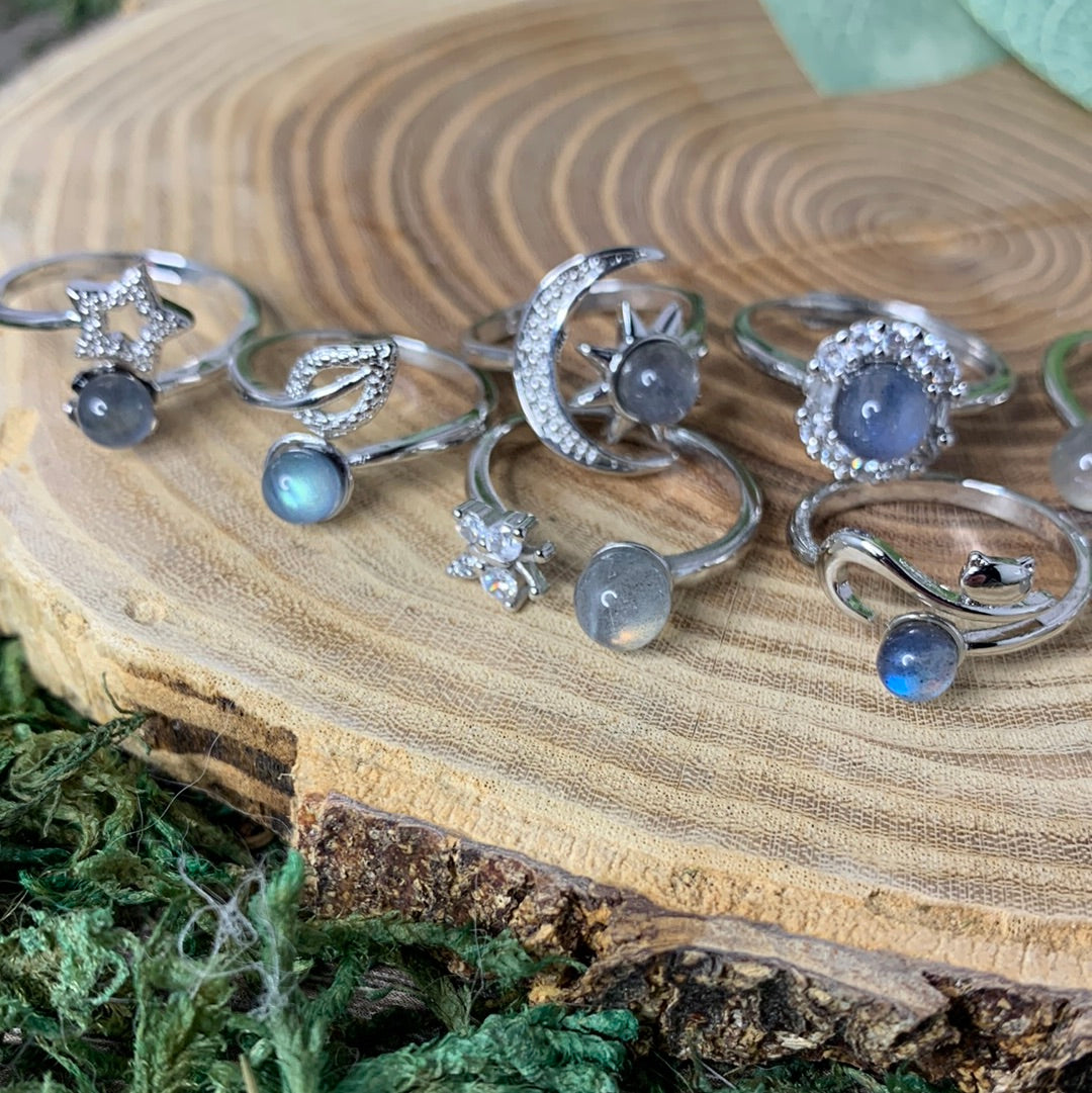 Labradorite Rings - Sliver Coated