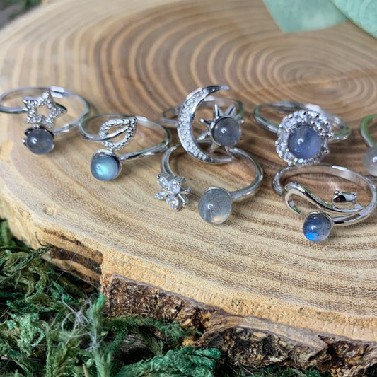 Labradorite Rings - Sliver Coated