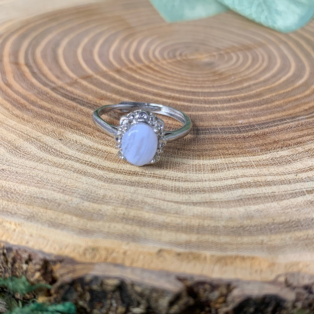 Blue Lace Agate Rings - Sliver Coated