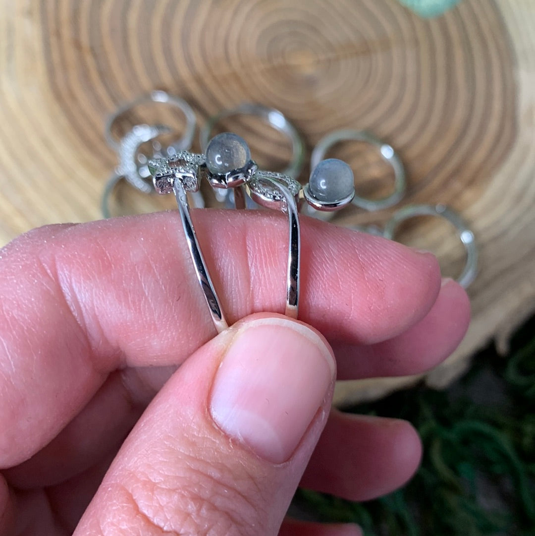 Labradorite Rings - Sliver Coated