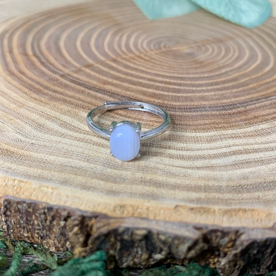 Blue Lace Agate Rings - Sliver Coated