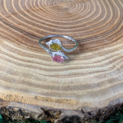 Watermelon Tourmaline - Sliver Coated