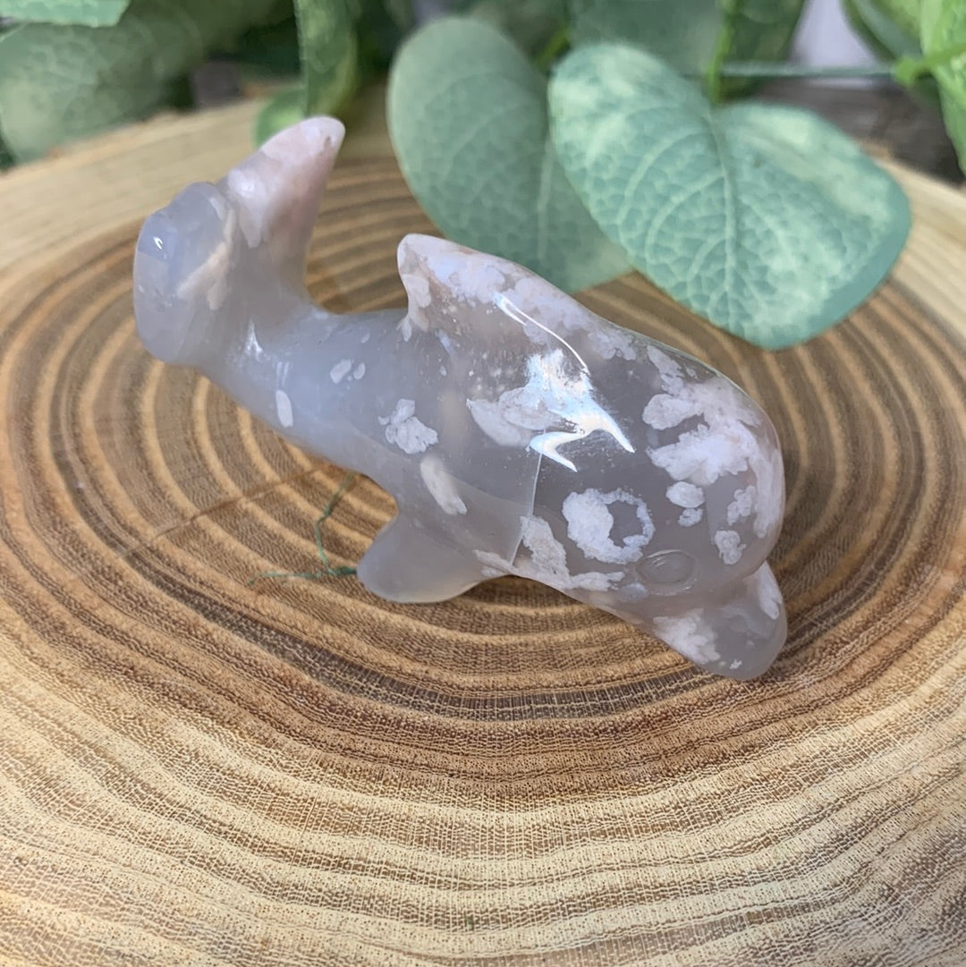 Dolphin Flower Agate Carvings