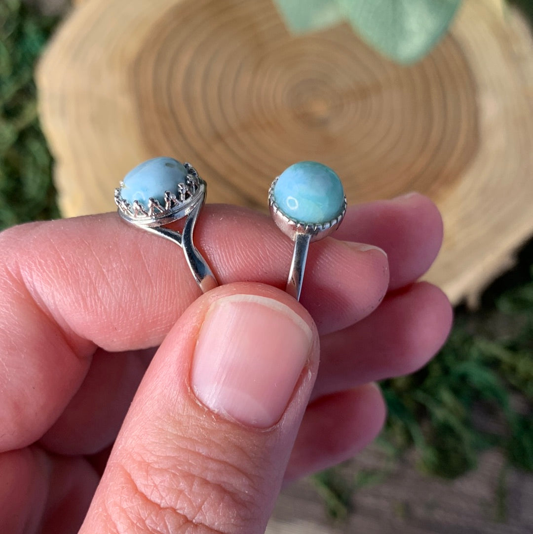 Larimar Rings - Sliver Coated