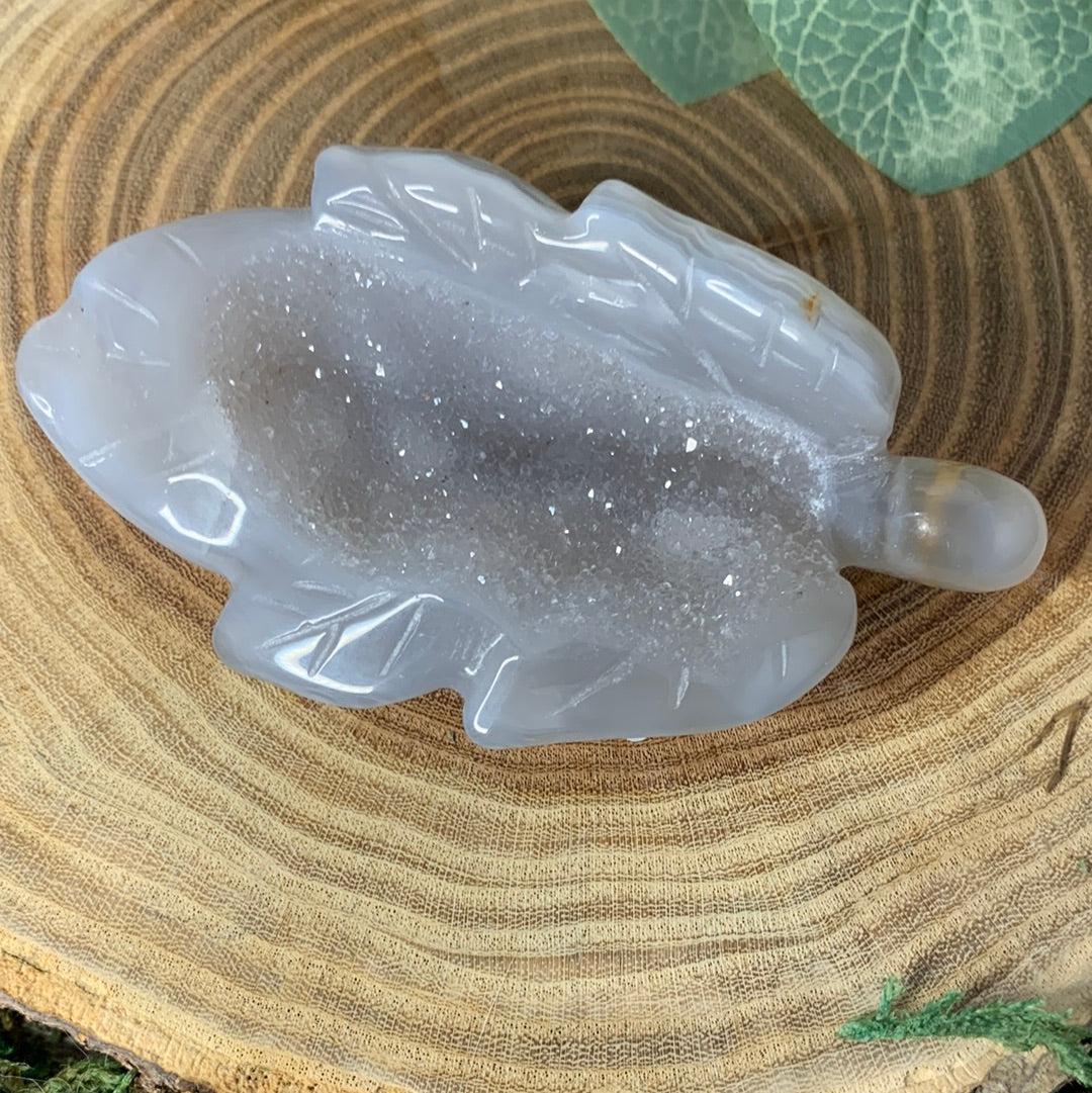 Leaf Druzy Agate Carvings