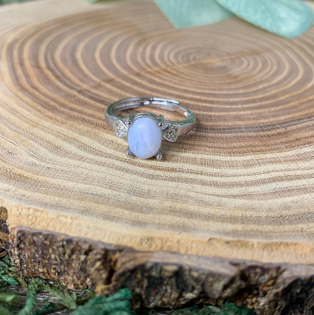 Blue Lace Agate Rings - Sliver Coated