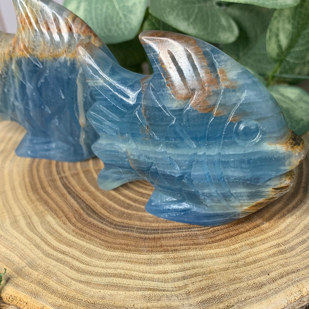 Fish Blue Onyx Carvings