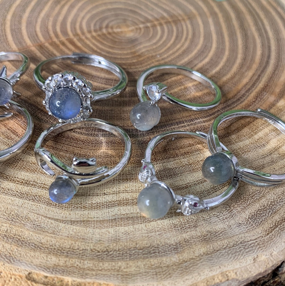 Labradorite Rings - Sliver Coated