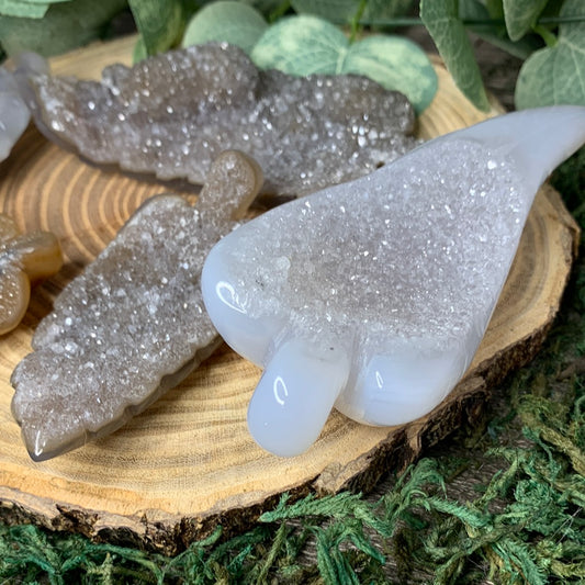 Leaf Druzy Agate Carvings