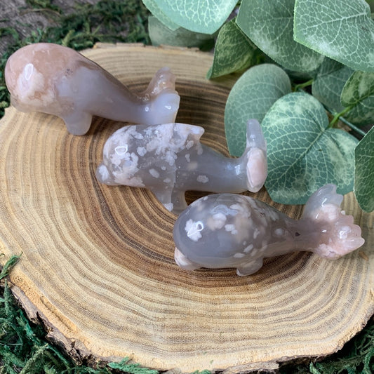 Dolphin Flower Agate Carvings