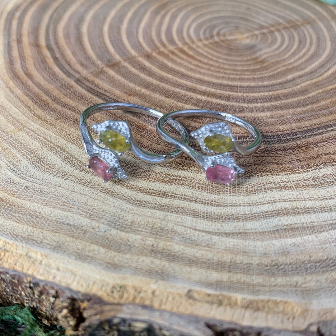 Watermelon Tourmaline - Sliver Coated