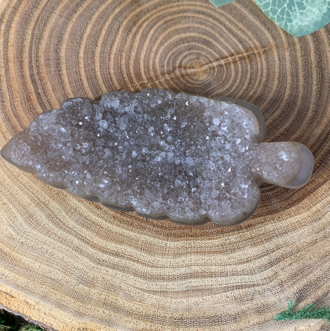 Leaf Druzy Agate Carvings