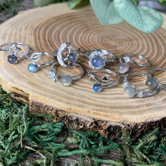 Labradorite Rings - Sliver Coated