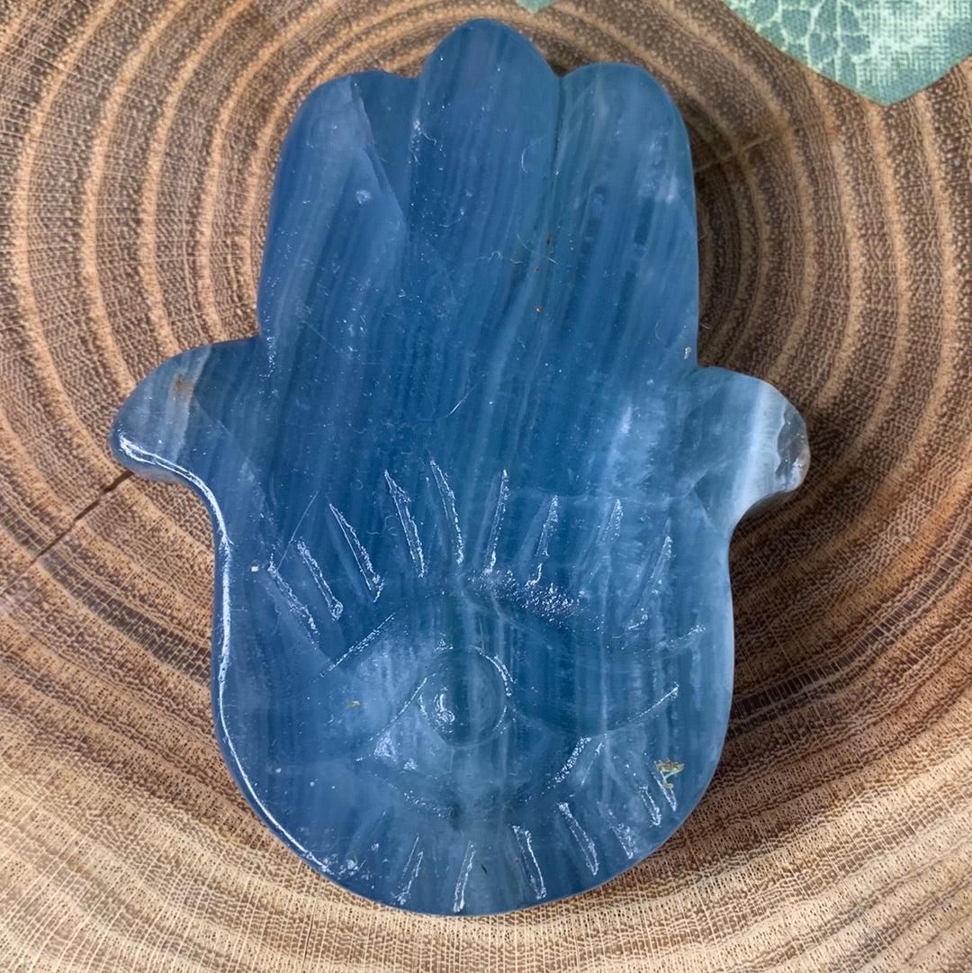 Hamsa Hand Blue Onyx Carvings