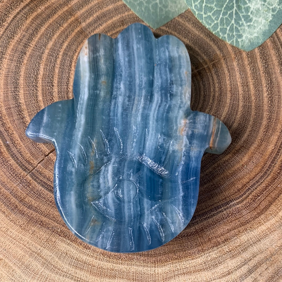 Hamsa Hand Blue Onyx Carvings