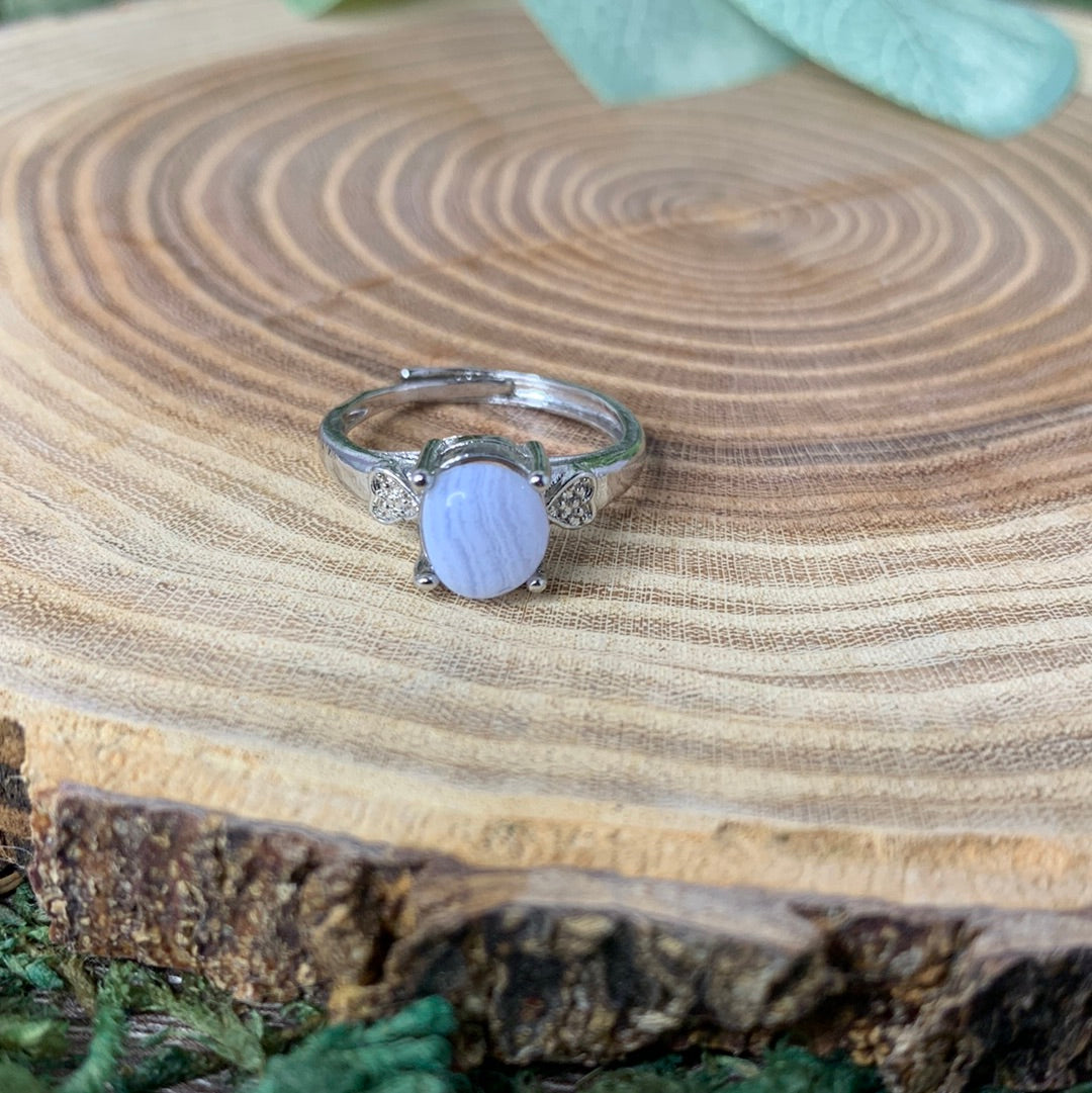 Blue Lace Agate Rings - Sliver Coated