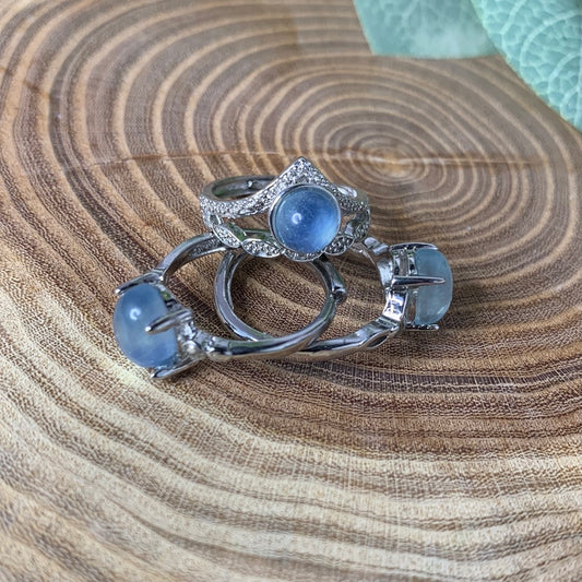 Aquamarine Rings - Sliver Coated