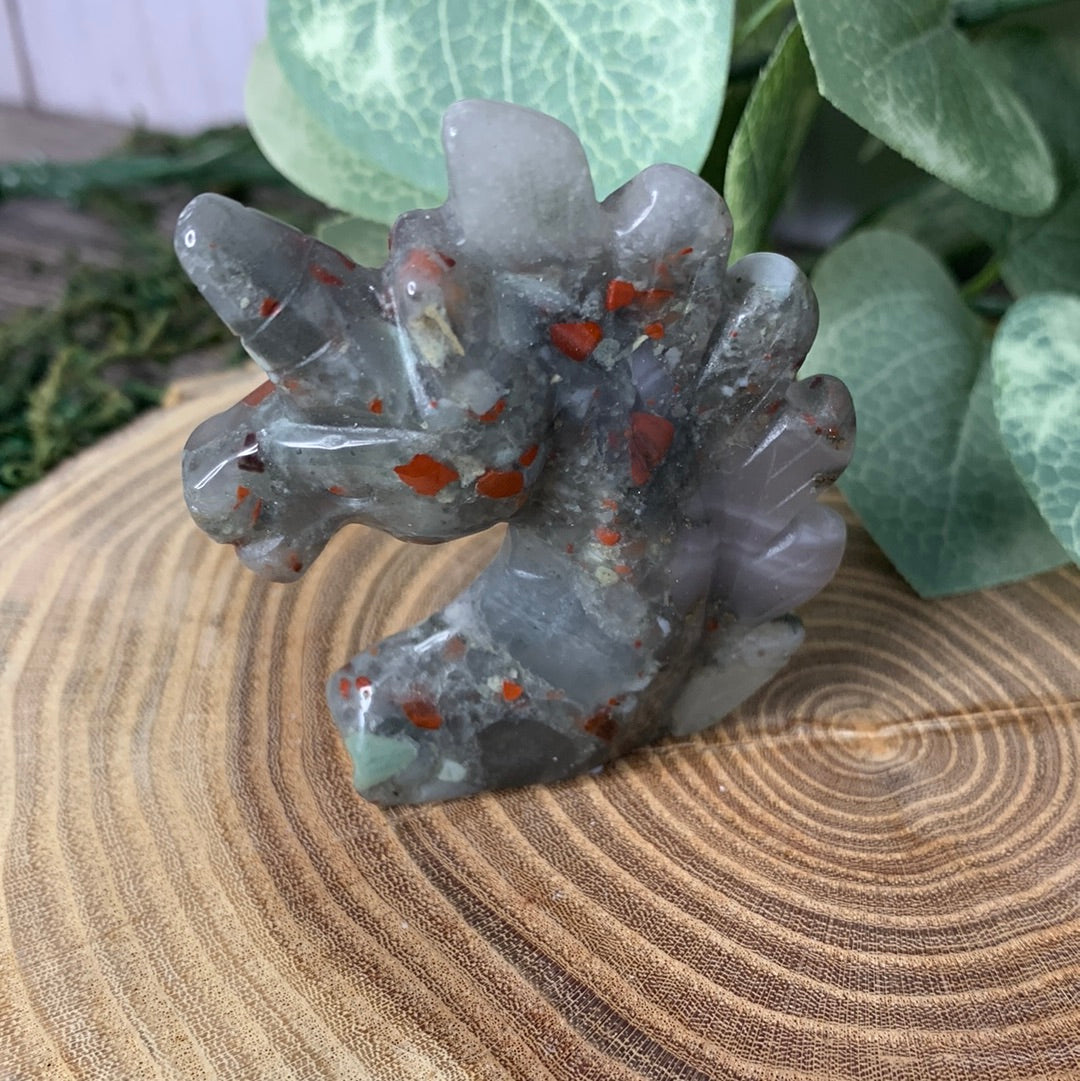 Unicorn Head - African Bloodstone Carvings