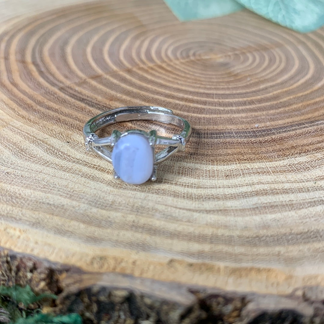 Blue Lace Agate Rings - Sliver Coated