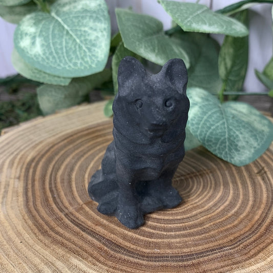 Wolf or Dog Obsidian Carving