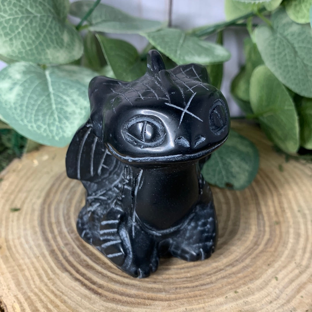 Toothless Obsidian Carving