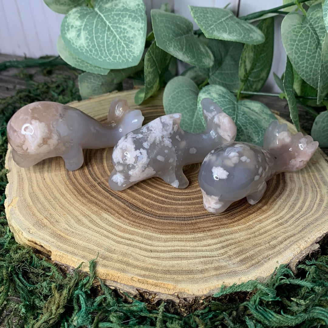 Dolphin Flower Agate Carvings