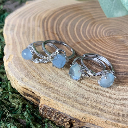 Aquamarine Rings - Sliver Coated