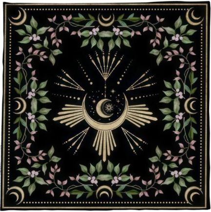 Altar Cloth - Moon and Flowers