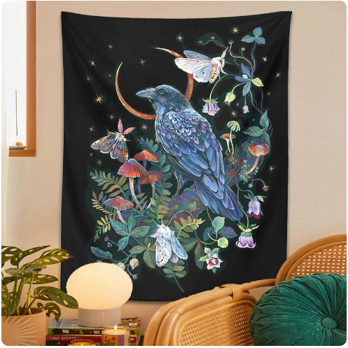 Moon Raven Tapestry