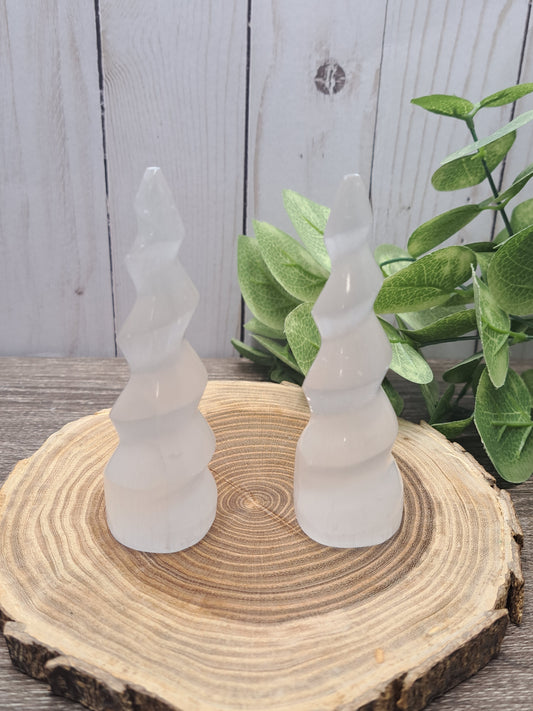 Selenite Spiral Horns