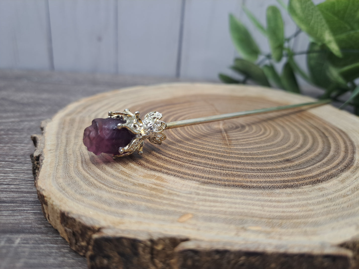 Fluorite Rose Hair Pins