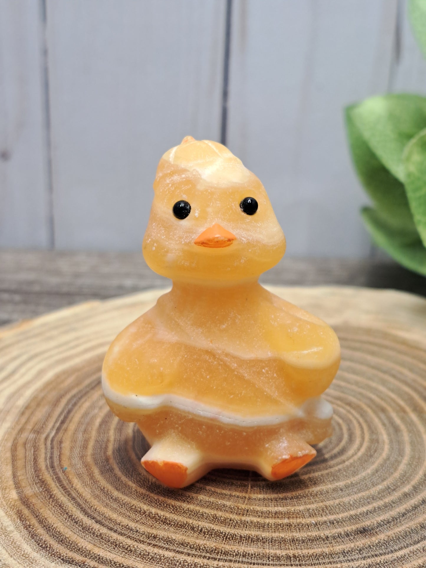 Duck Carving - Orange Calcite
