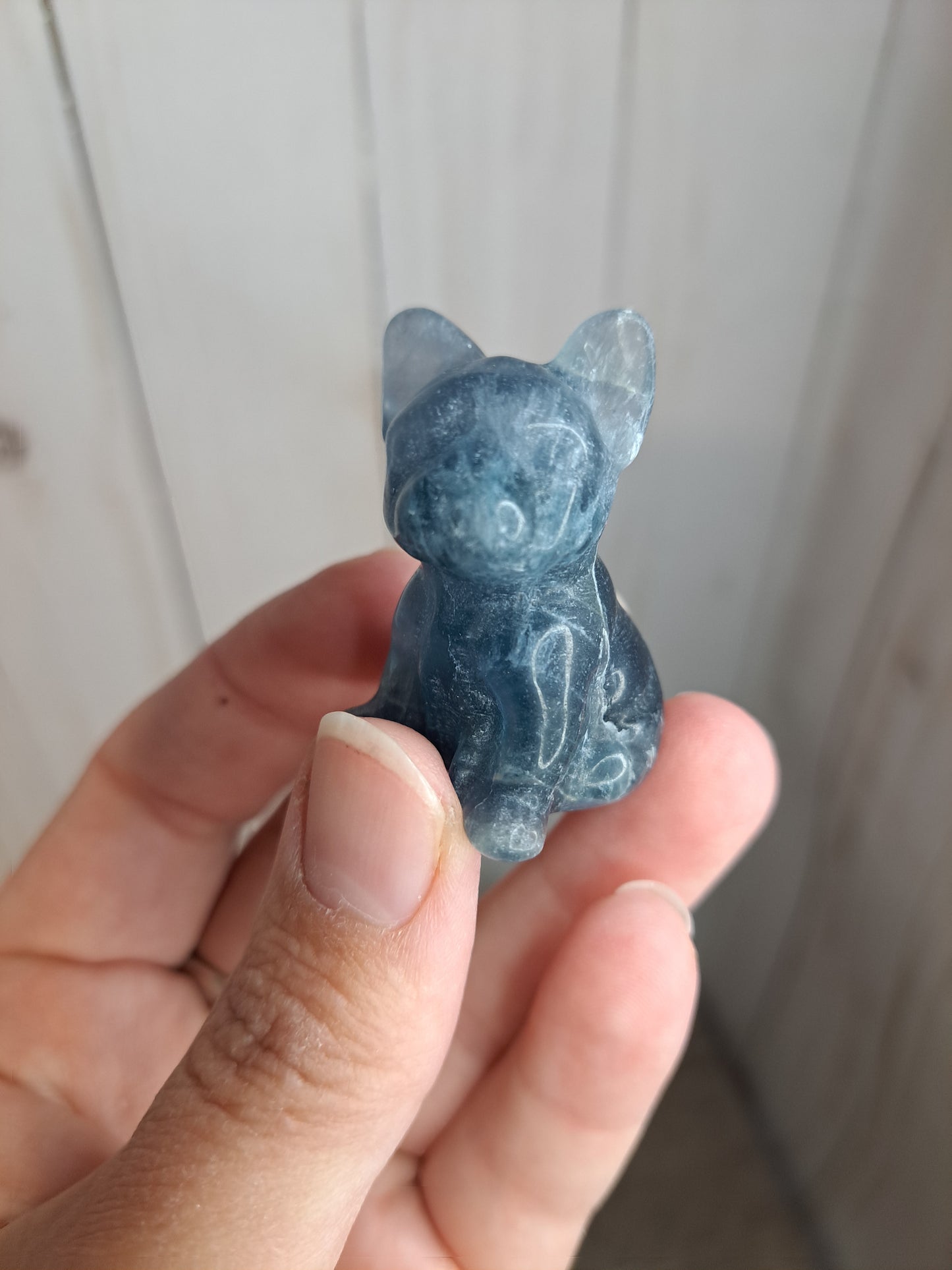 Dog Blue Fluorite Carving