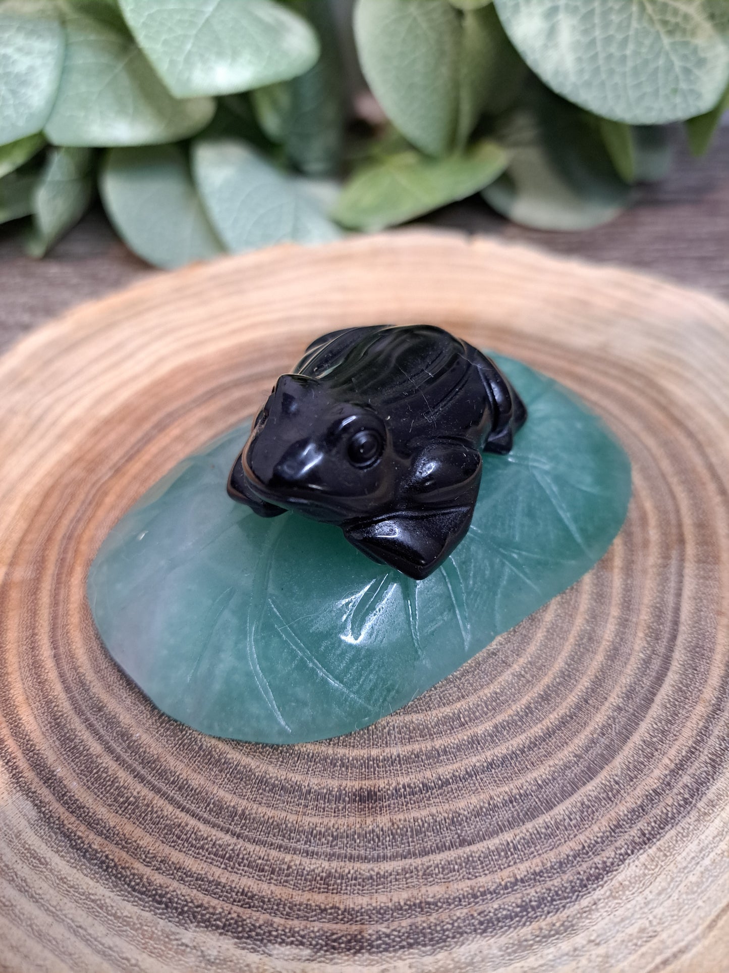 Frog Carving on Lily Pad