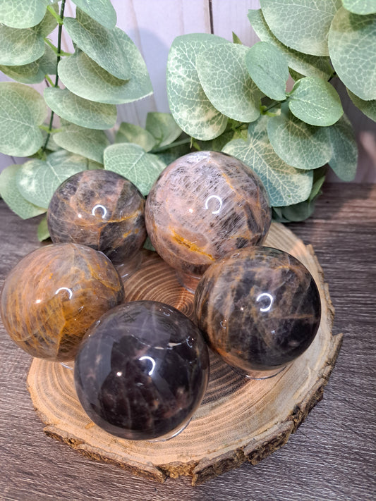 Black Moonstone Spheres