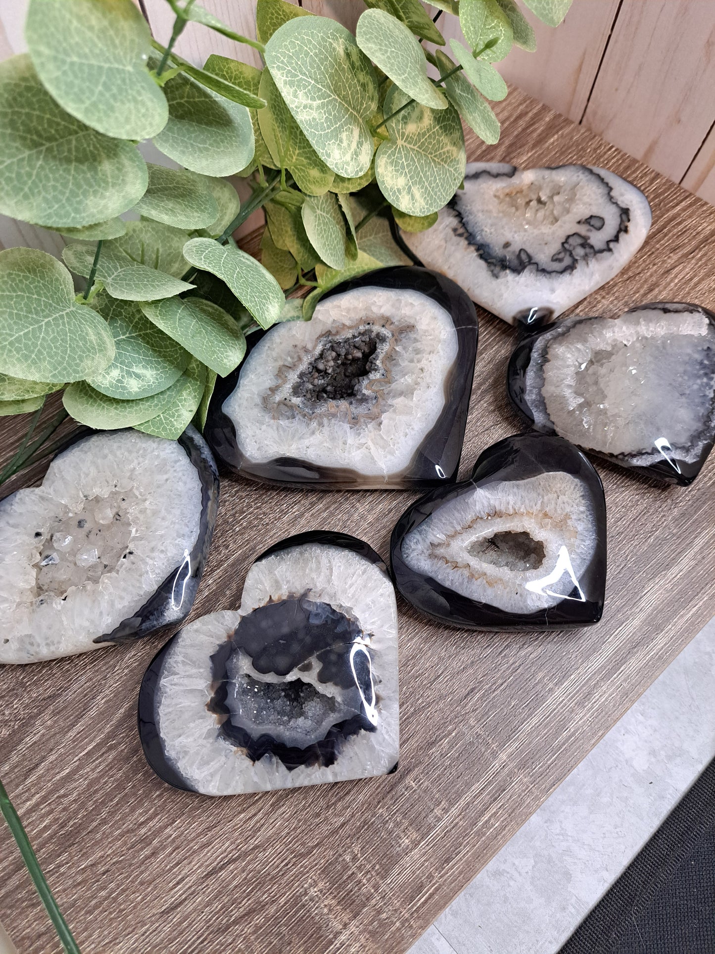 Black Agate Druzy Hearts