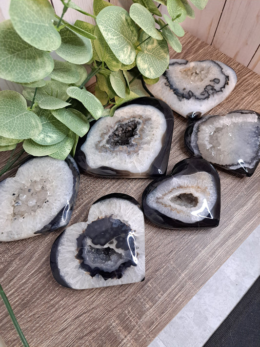 Black Agate Druzy Hearts