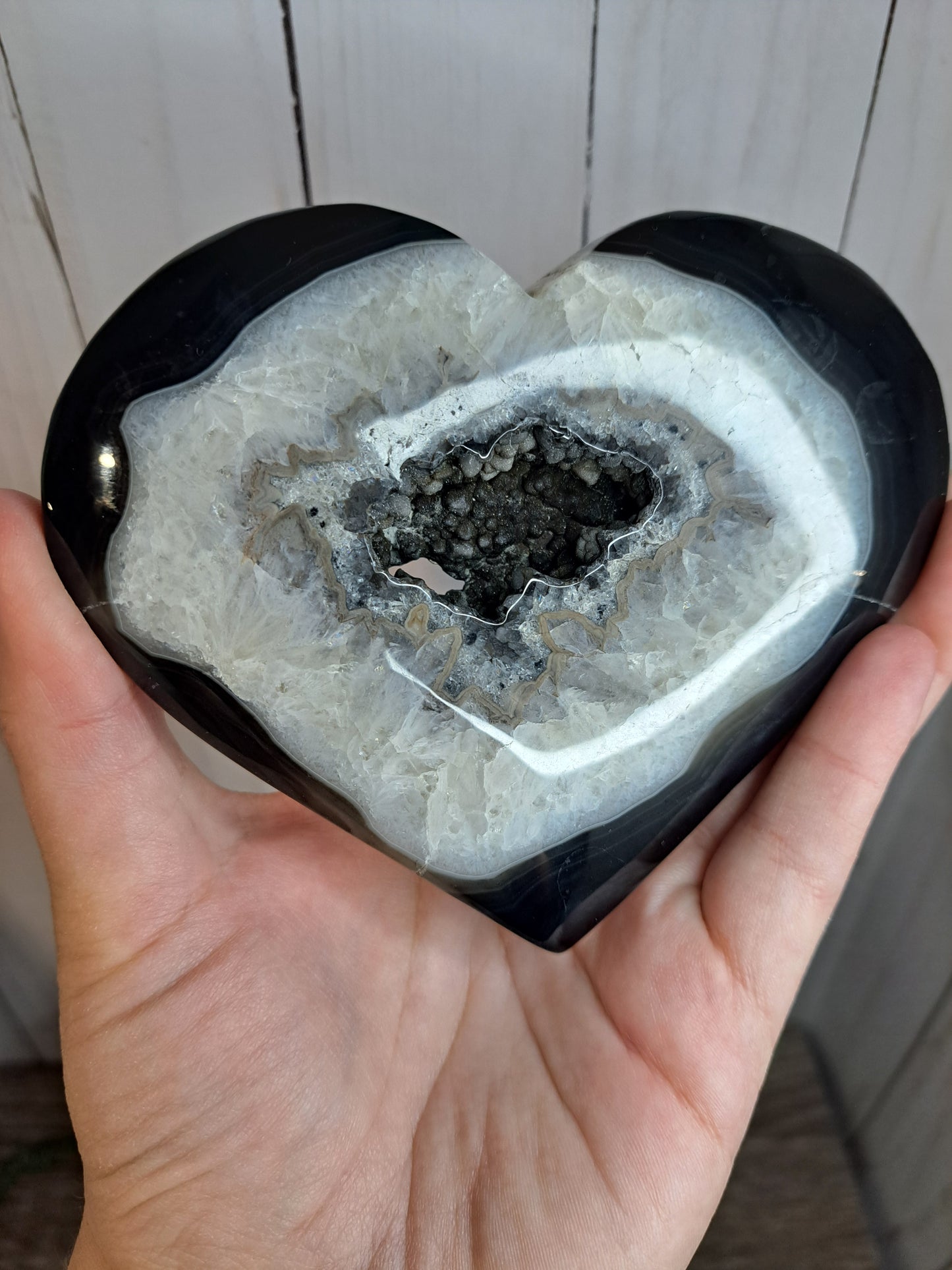 Black Agate Druzy Hearts