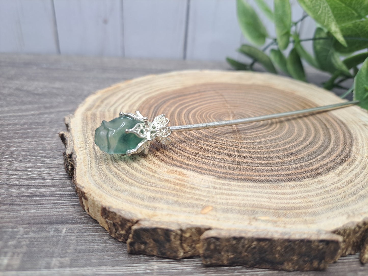 Fluorite Rose Hair Pins
