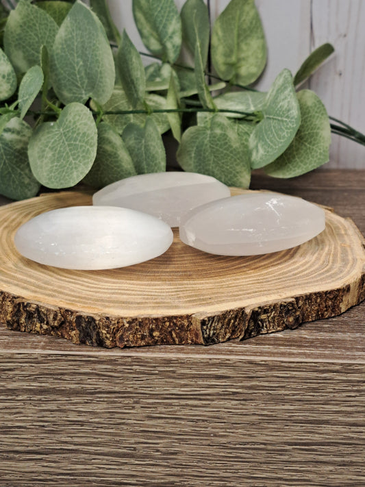 Selenite Palm Stone